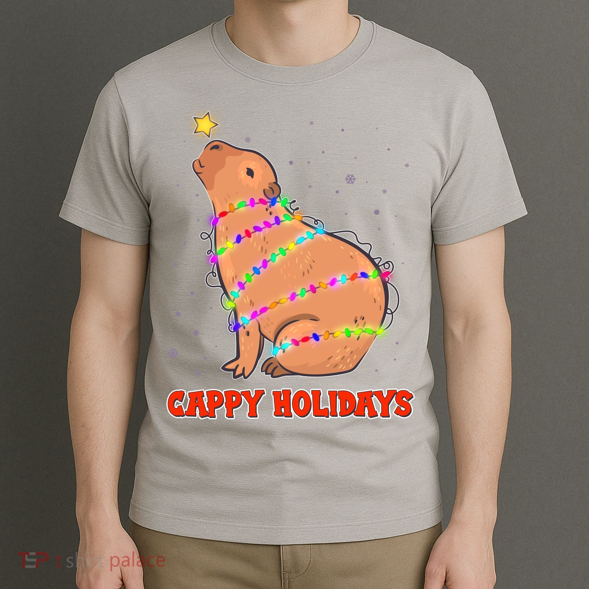 Funny Cute Christmas Cappy Holidays Capybara T-Shirt