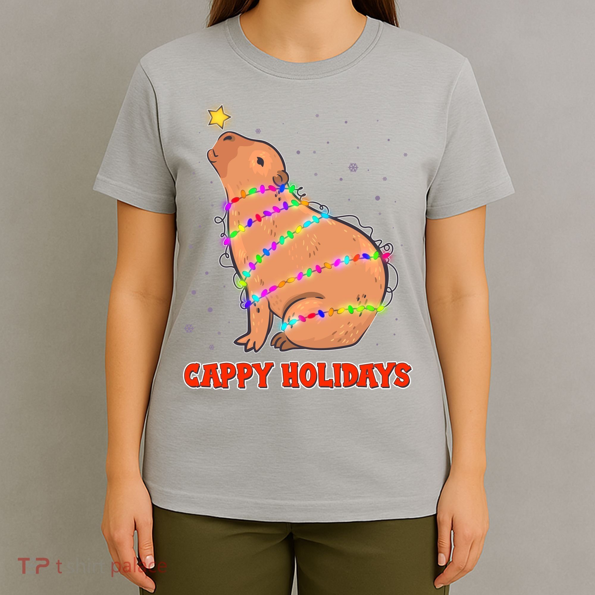 Funny Cute Christmas Cappy Holidays Capybara T-Shirt