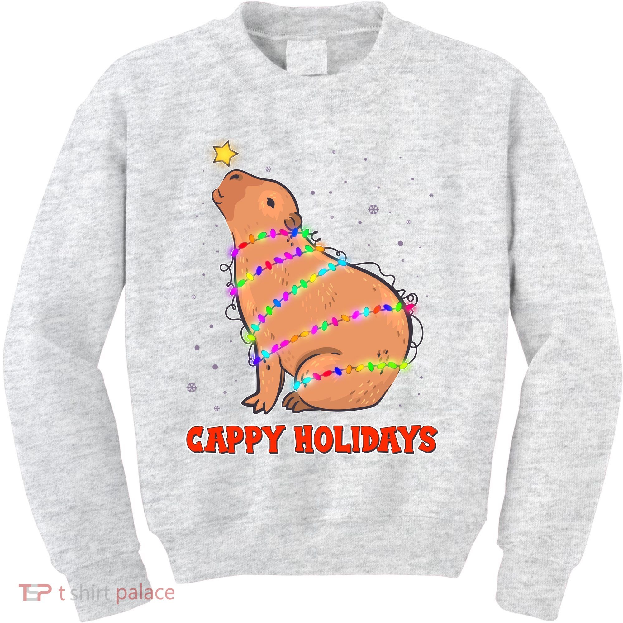 Funny Cute Christmas Cappy Holidays Capybara Kids Sweatshirt