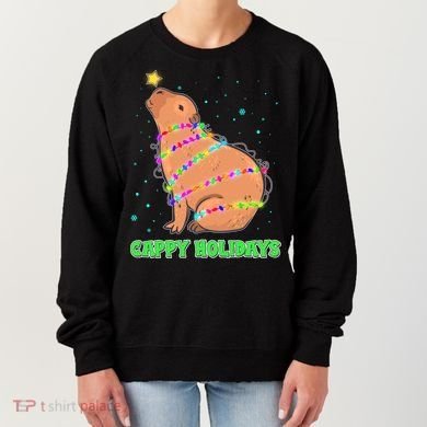 Funny Cute Christmas Cappy Holidays Capybara Women's Sweatshirt
