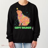Funny Cute Christmas Cappy Holidays Capybara Women's Sweatshirt thumb 0