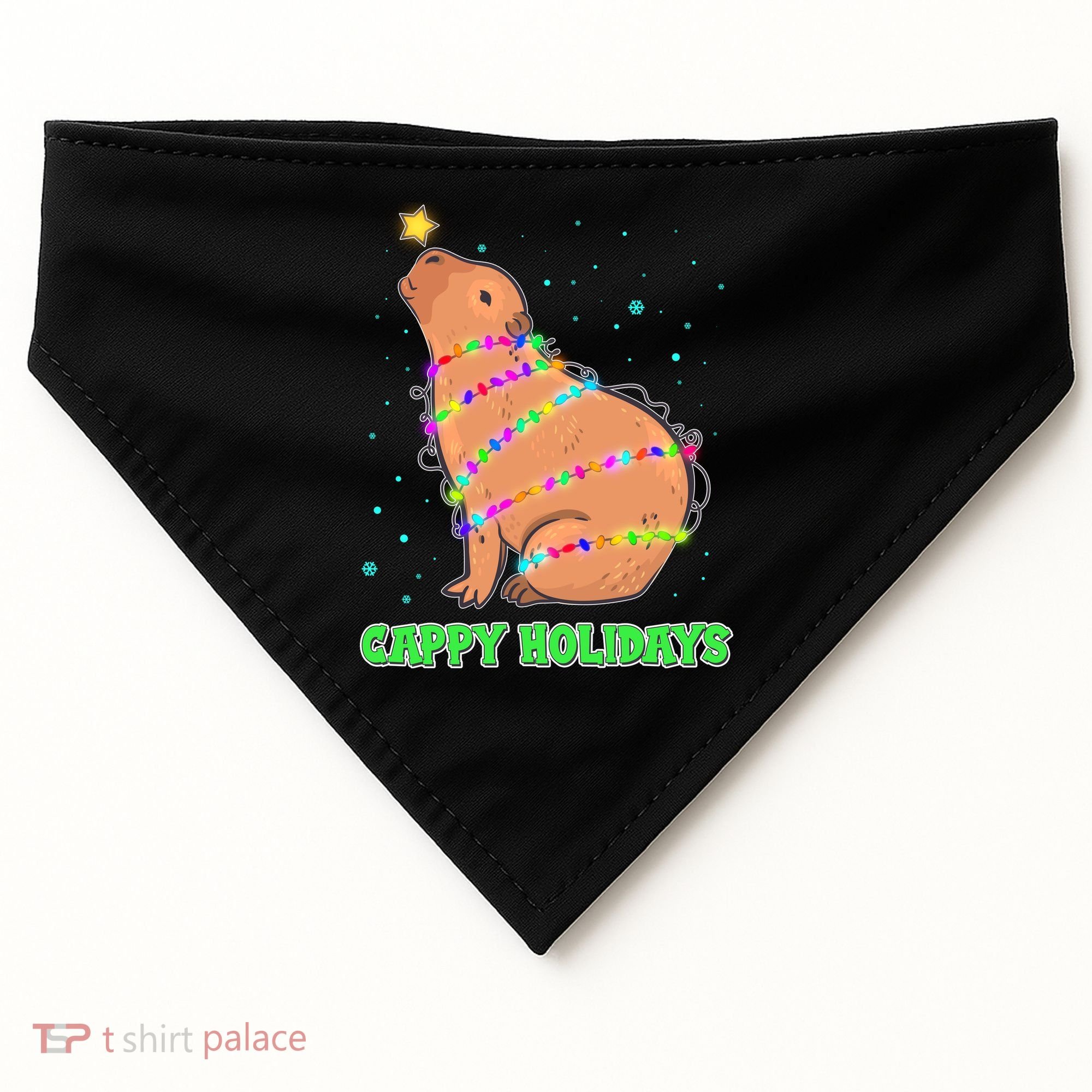 Funny Cute Christmas Cappy Holidays Capybara USA-Made Doggie Bandana