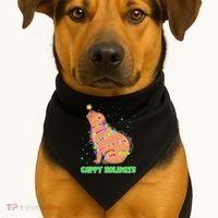 Funny Cute Christmas Cappy Holidays Capybara USA-Made Doggie Bandana thumb 1
