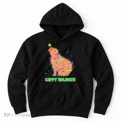 Funny Cute Christmas Cappy Holidays Capybara Hoodie