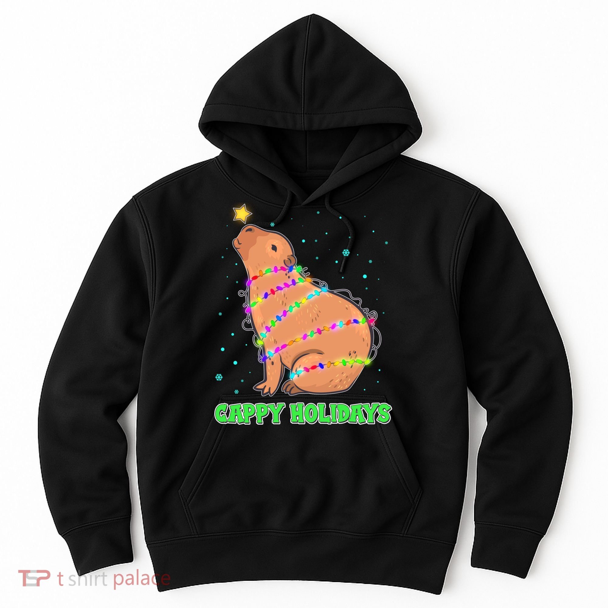 Funny Cute Christmas Cappy Holidays Capybara Hoodie