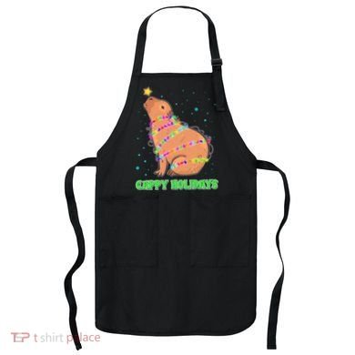 Funny Cute Christmas Cappy Holidays Capybara Apron