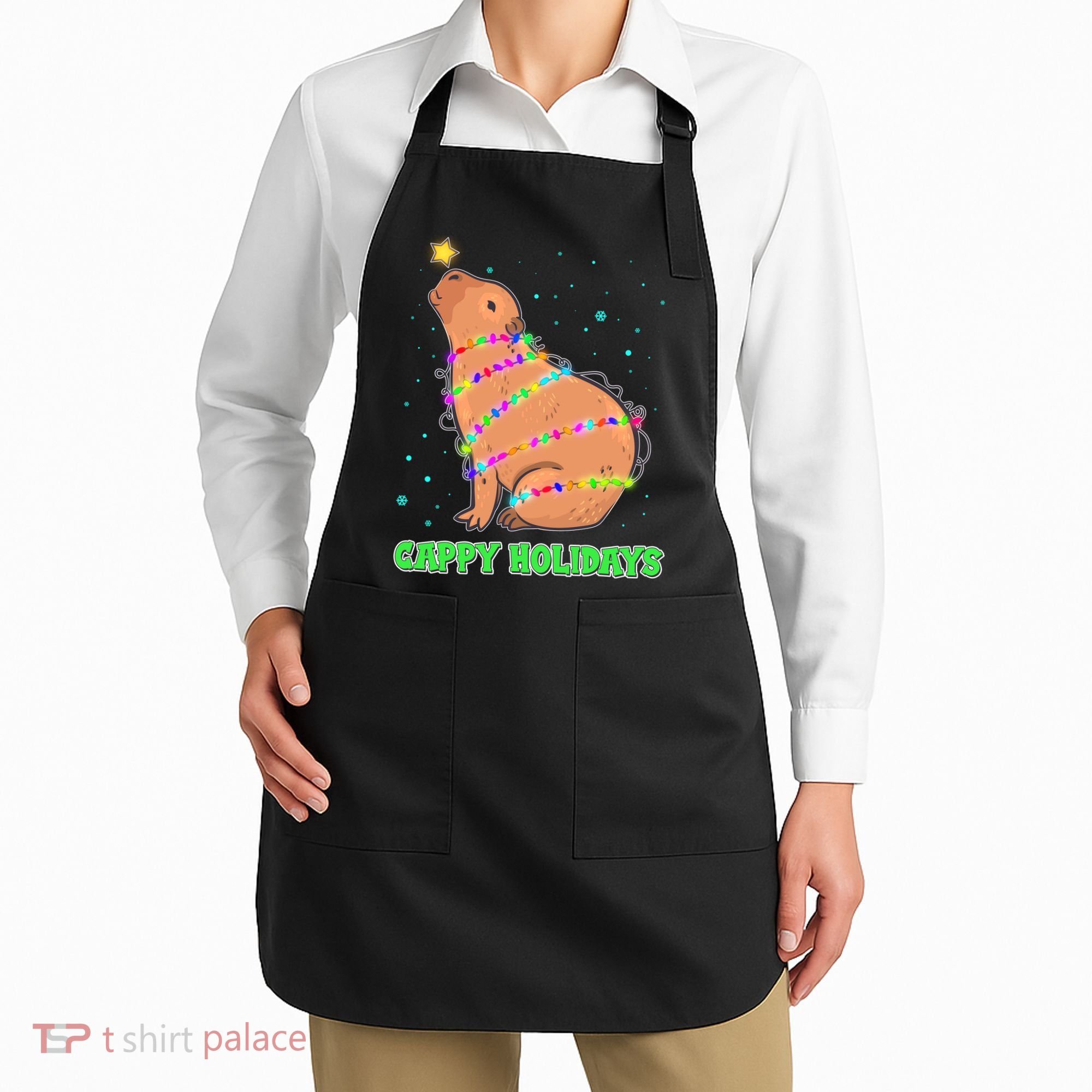 Funny Cute Christmas Cappy Holidays Capybara Apron