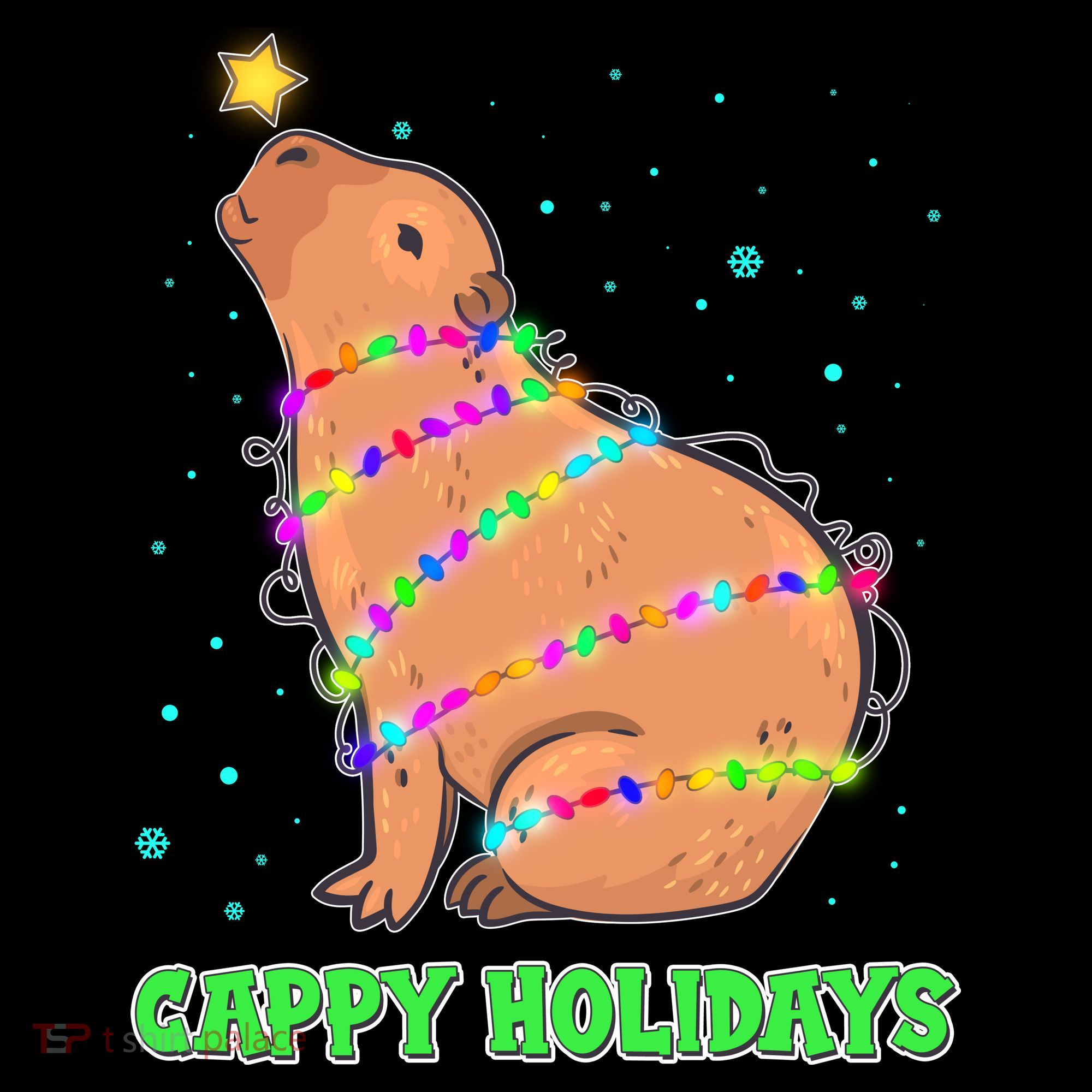 Funny Cute Christmas Cappy Holidays Capybara Bucket Hat