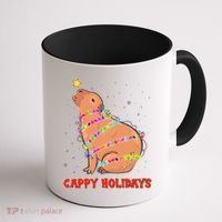 Funny Cute Christmas Cappy Holidays Capybara Coffee Mug thumb 1