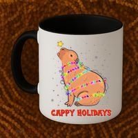 Funny Cute Christmas Cappy Holidays Capybara Coffee Mug thumb 2