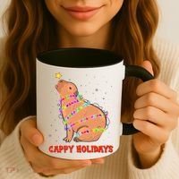 Funny Cute Christmas Cappy Holidays Capybara Coffee Mug thumb 3