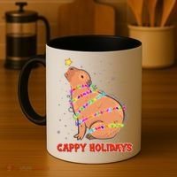 Funny Cute Christmas Cappy Holidays Capybara Coffee Mug thumb 4