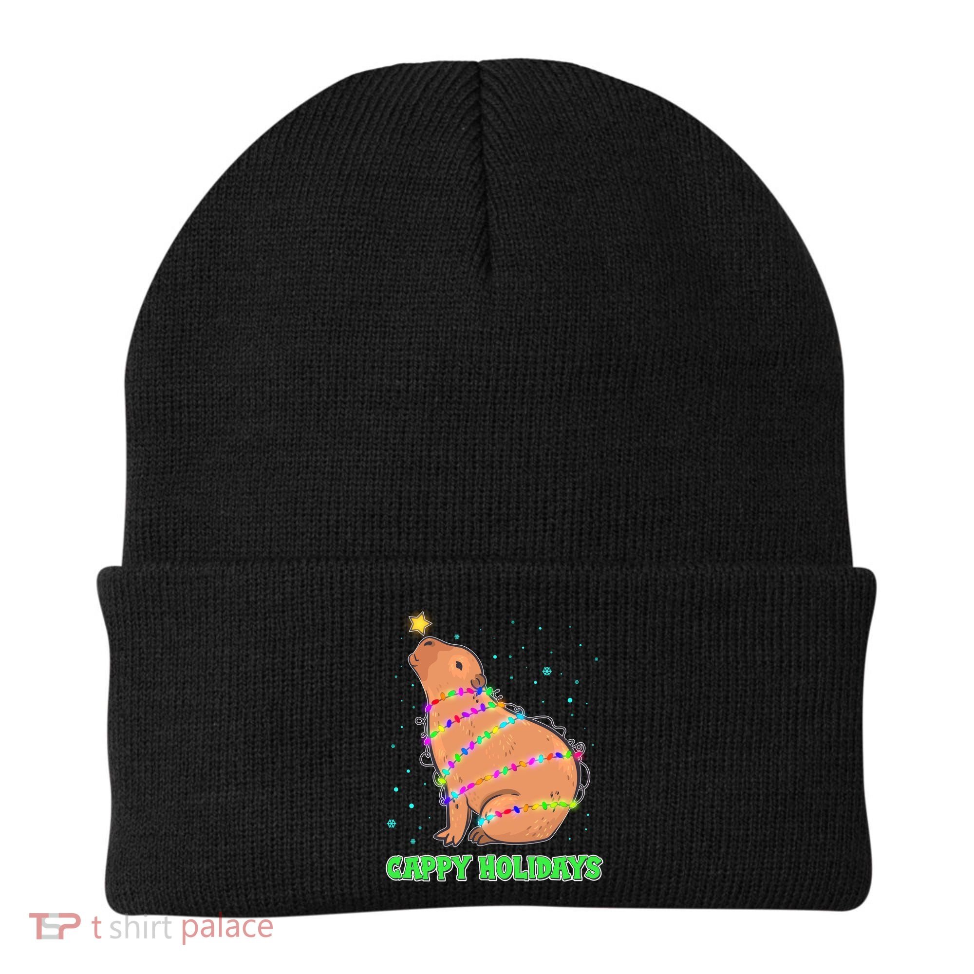 Funny Cute Christmas Cappy Holidays Capybara Beanie