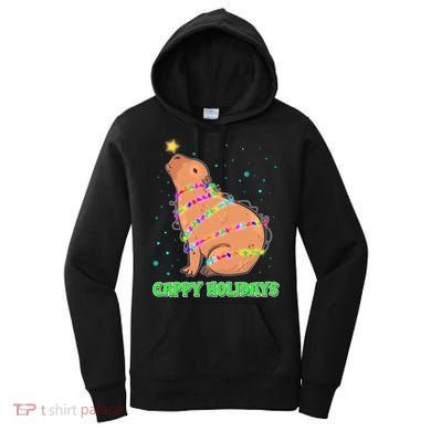 Funny Cute Christmas Cappy Holidays Capybara Women's Hoodie