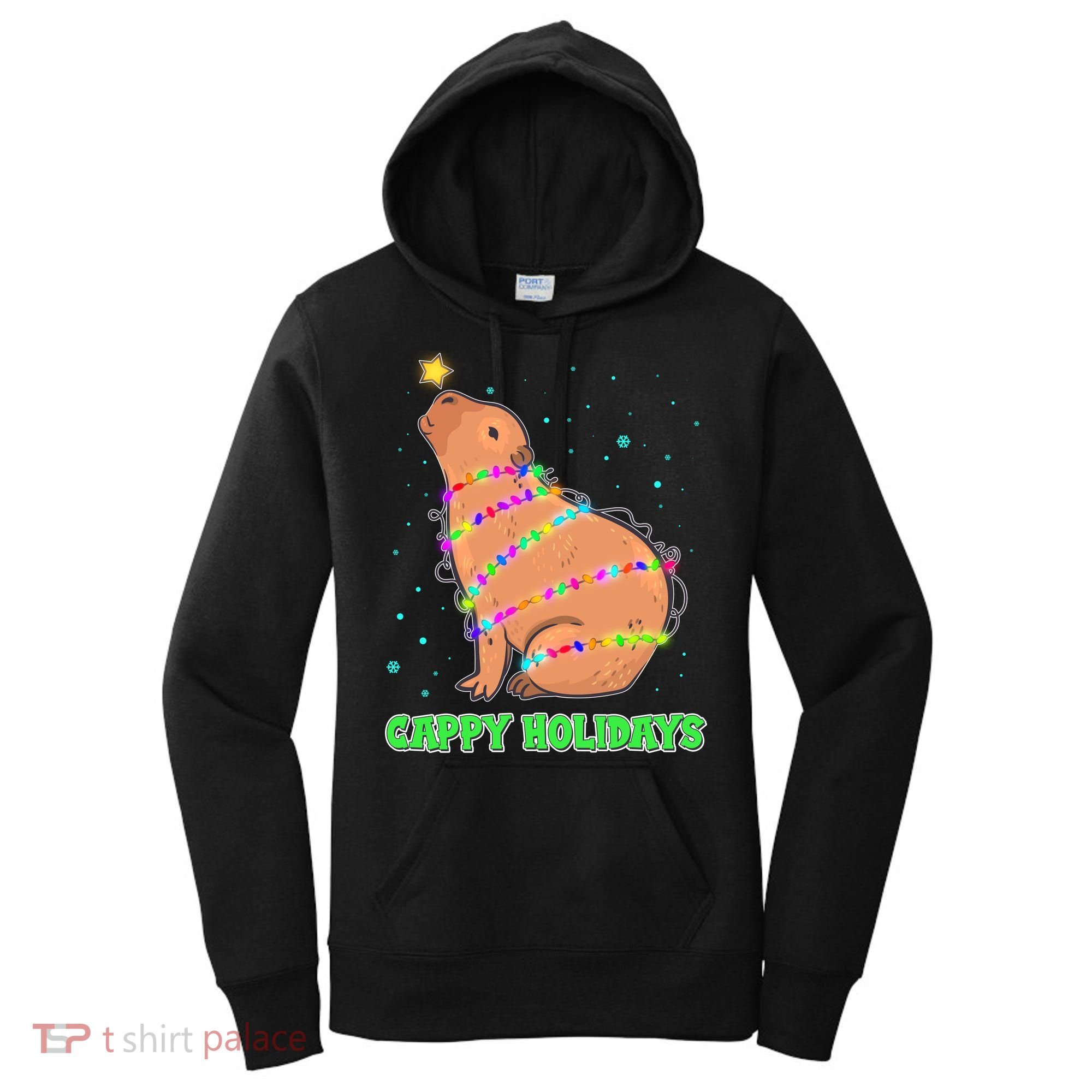 Funny Cute Christmas Cappy Holidays Capybara Women's Hoodie