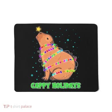 Funny Cute Christmas Cappy Holidays Capybara Mousepad