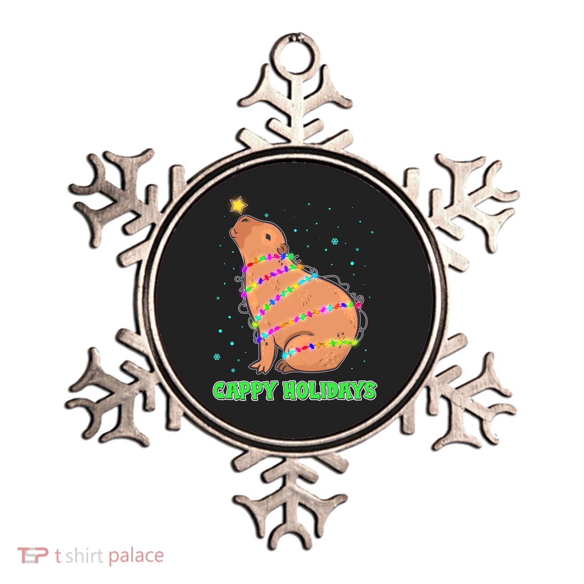 Funny Cute Christmas Cappy Holidays Capybara Ornament