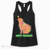 Funny Cute Christmas Cappy Holidays Capybara Women's Tank Top thumb 0