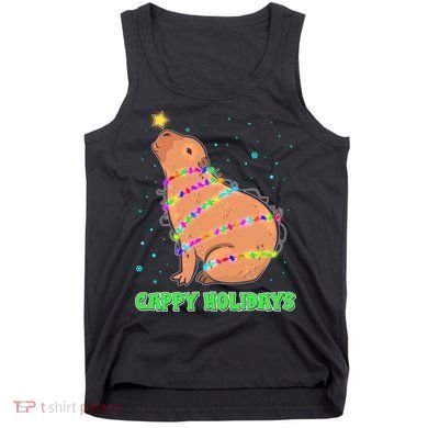 Funny Cute Christmas Cappy Holidays Capybara Tank Top