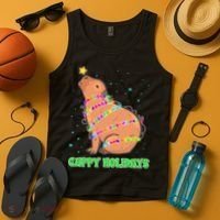 Funny Cute Christmas Cappy Holidays Capybara Tank Top thumb 4