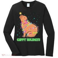 Funny Cute Christmas Cappy Holidays Capybara Women's Long Sleeve Shirt thumb 0