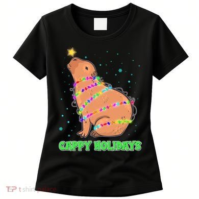 Funny Cute Christmas Cappy Holidays Capybara Women's T-Shirt