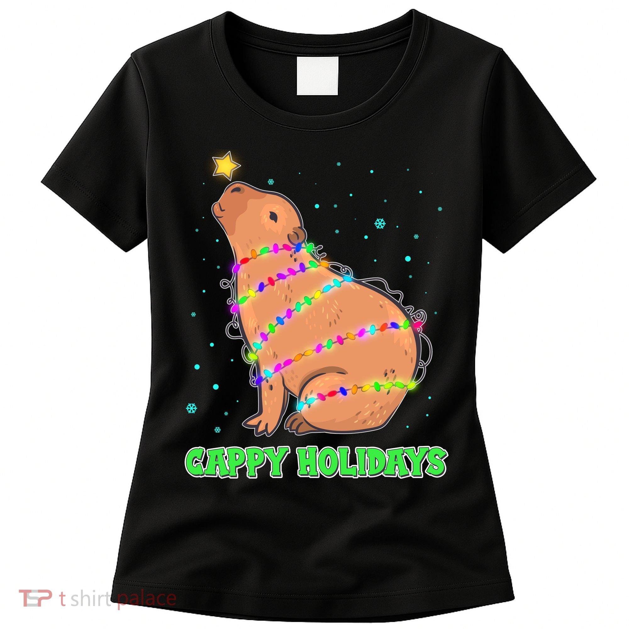 Funny Cute Christmas Cappy Holidays Capybara Women's T-Shirt