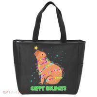 Funny Cute Christmas Cappy Holidays Capybara Tote Bag thumb 0