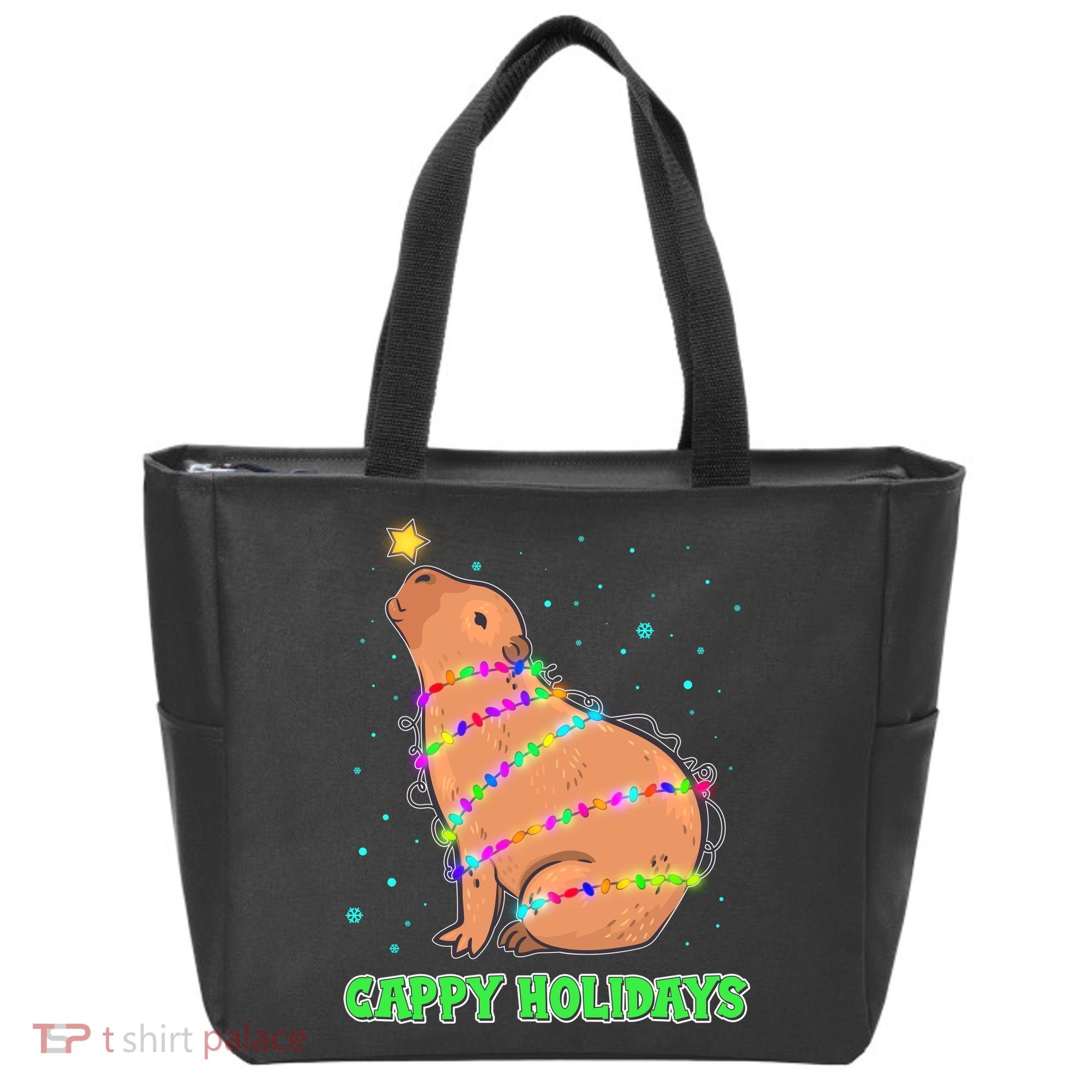 Funny Cute Christmas Cappy Holidays Capybara Tote Bag