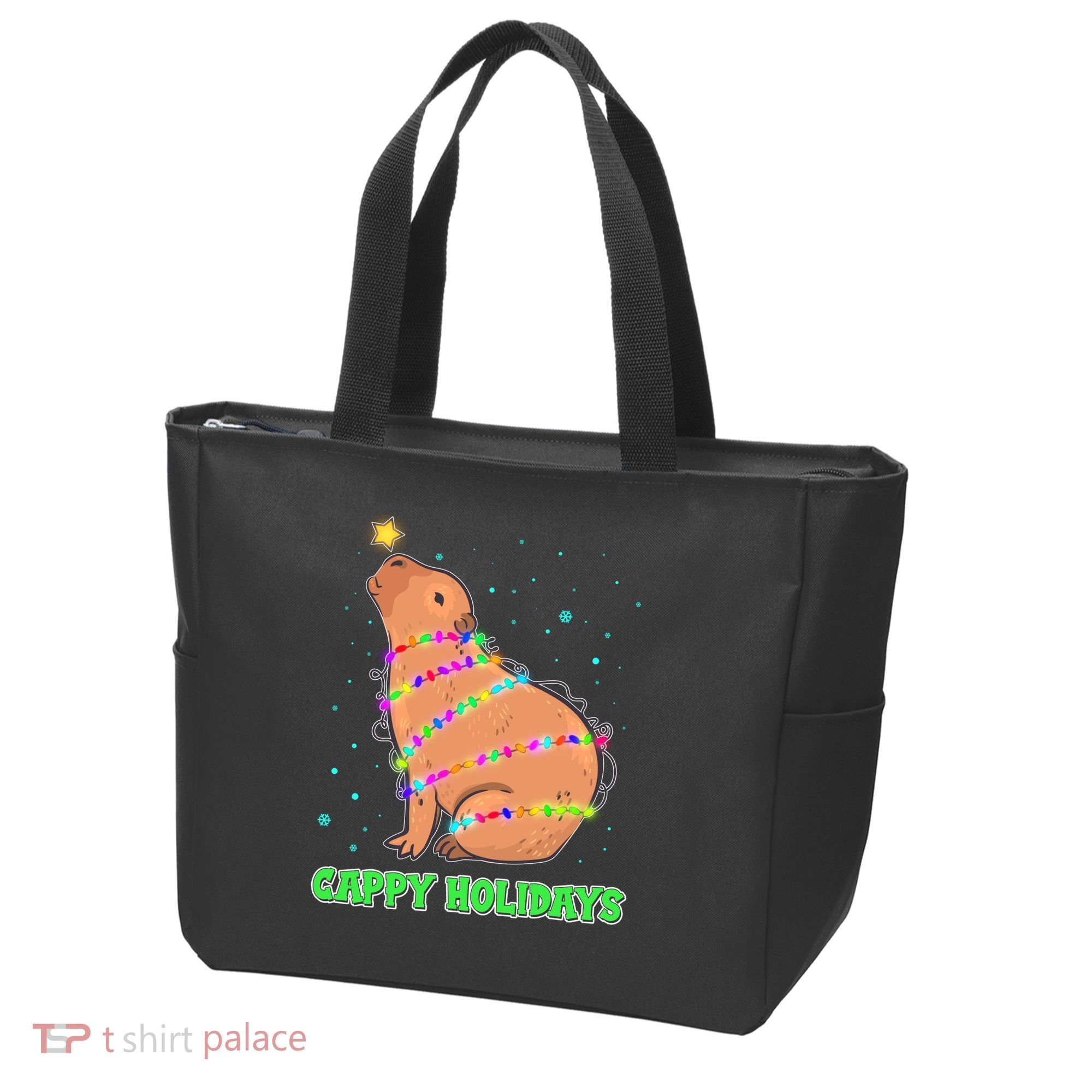 Funny Cute Christmas Cappy Holidays Capybara Tote Bag