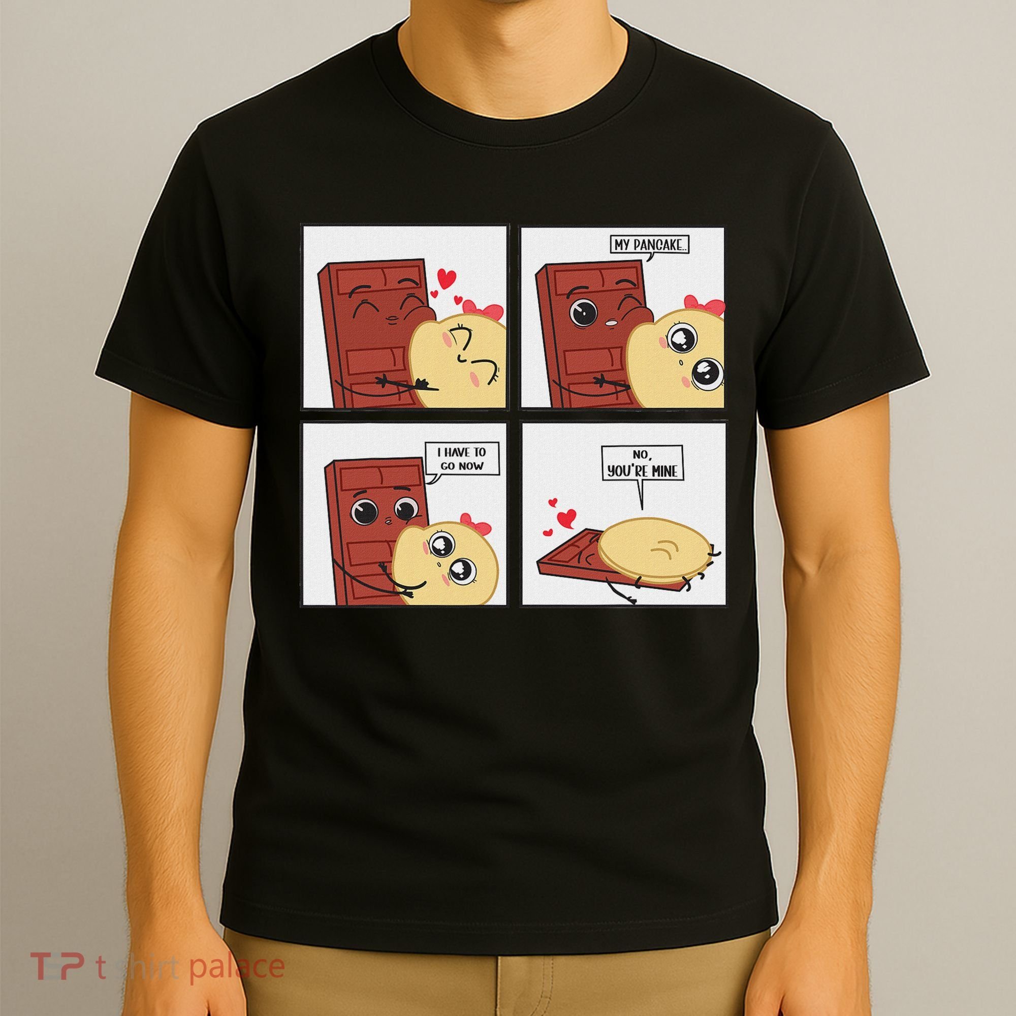 Funny Cute Couple Journey Choco And Pancake Romantic Lover T-Shirt