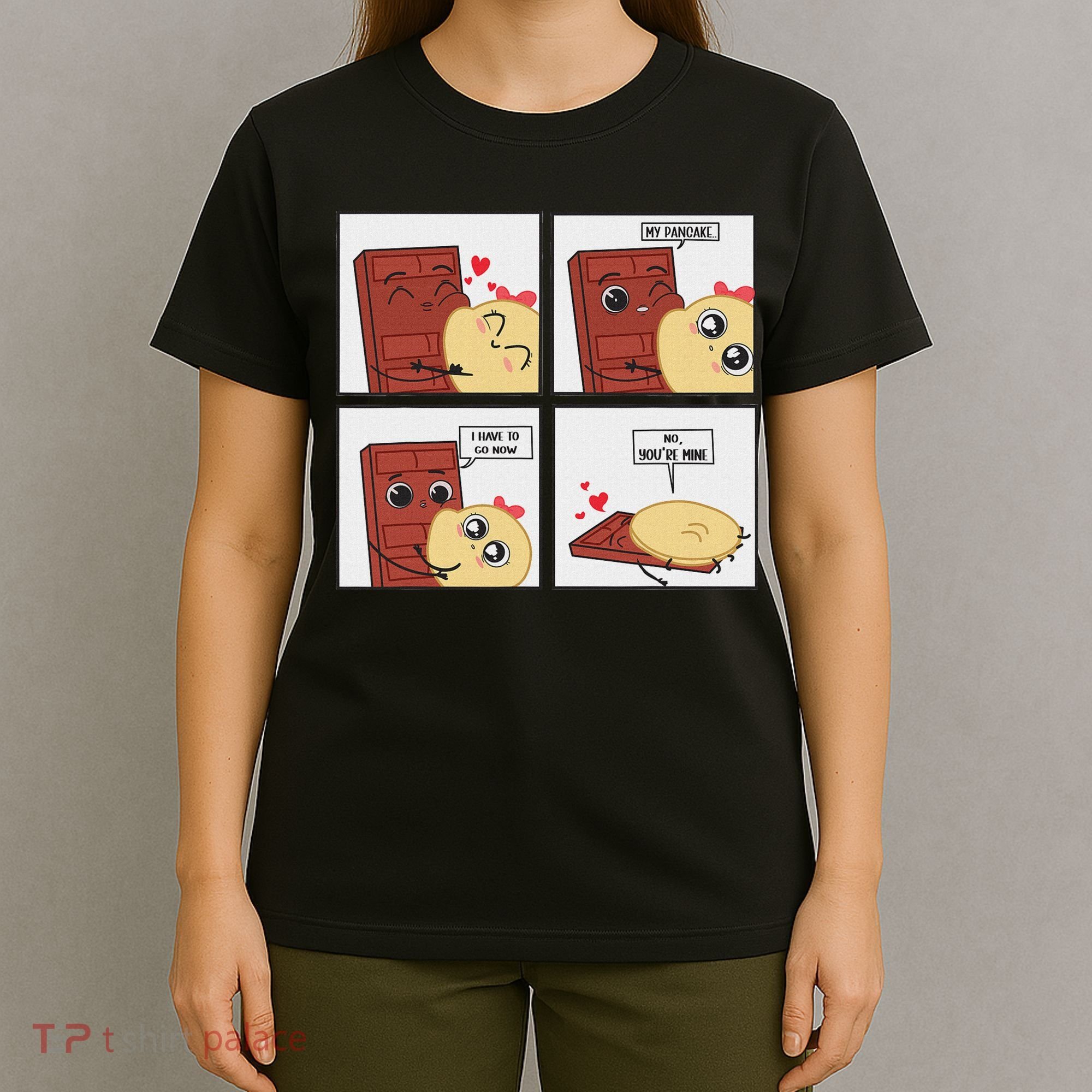 Funny Cute Couple Journey Choco And Pancake Romantic Lover T-Shirt