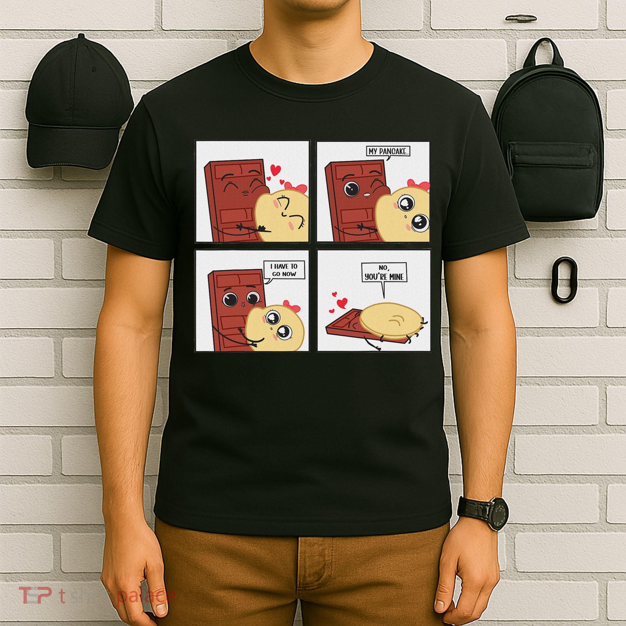 Funny Cute Couple Journey Choco And Pancake Romantic Lover T-Shirt