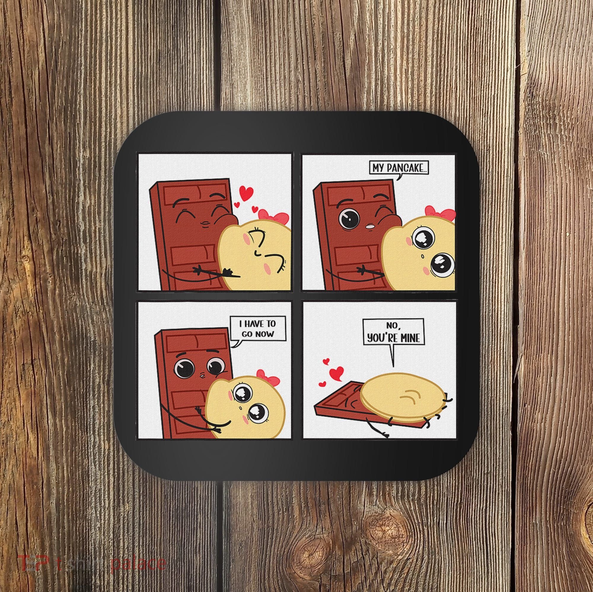 Funny Cute Couple Journey Choco And Pancake Romantic Lover Coaster