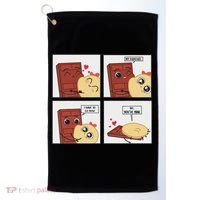 Funny Cute Couple Journey Choco And Pancake Romantic Lover Golf Towel thumb 0