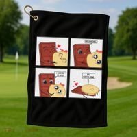 Funny Cute Couple Journey Choco And Pancake Romantic Lover Golf Towel thumb 1