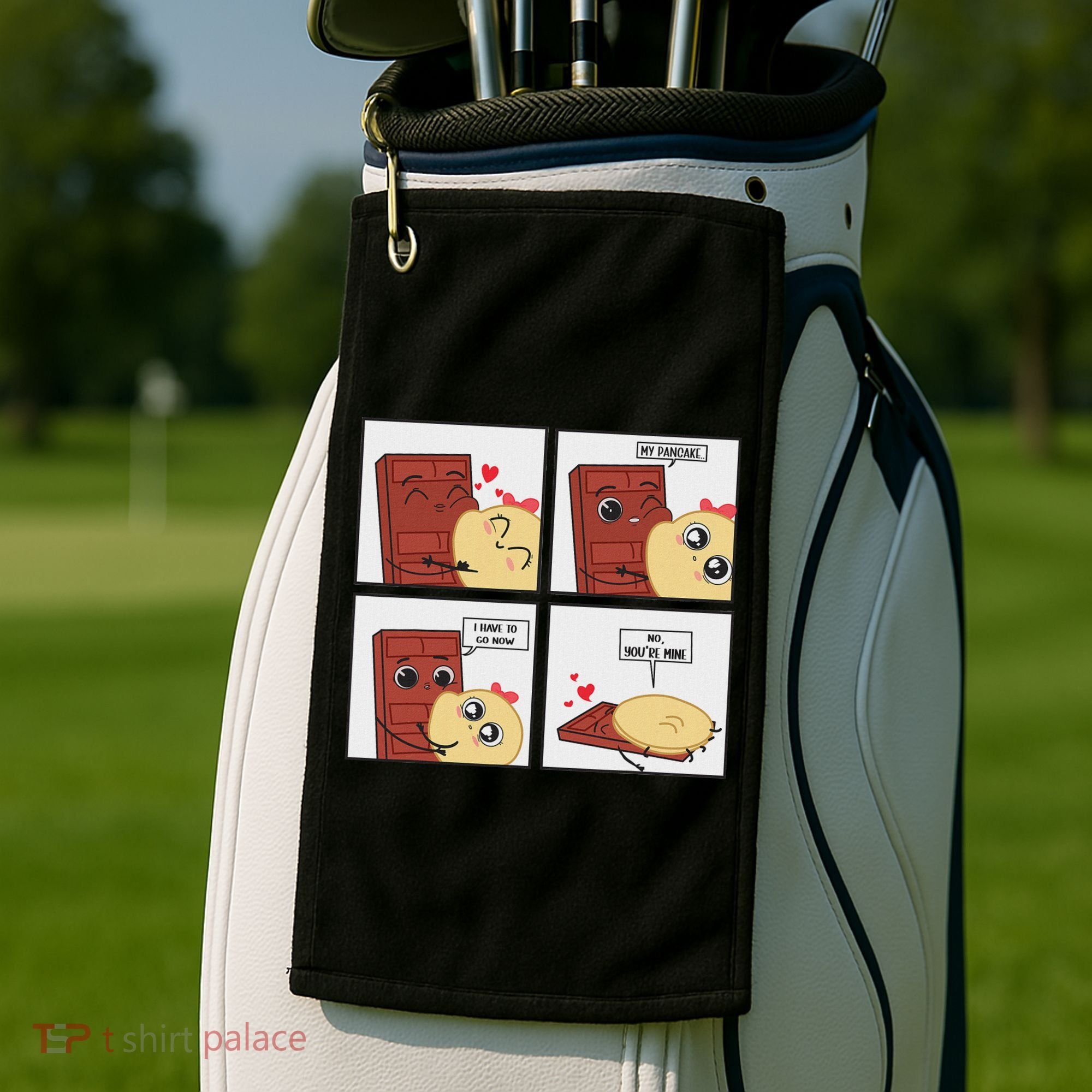 Funny Cute Couple Journey Choco And Pancake Romantic Lover Golf Towel
