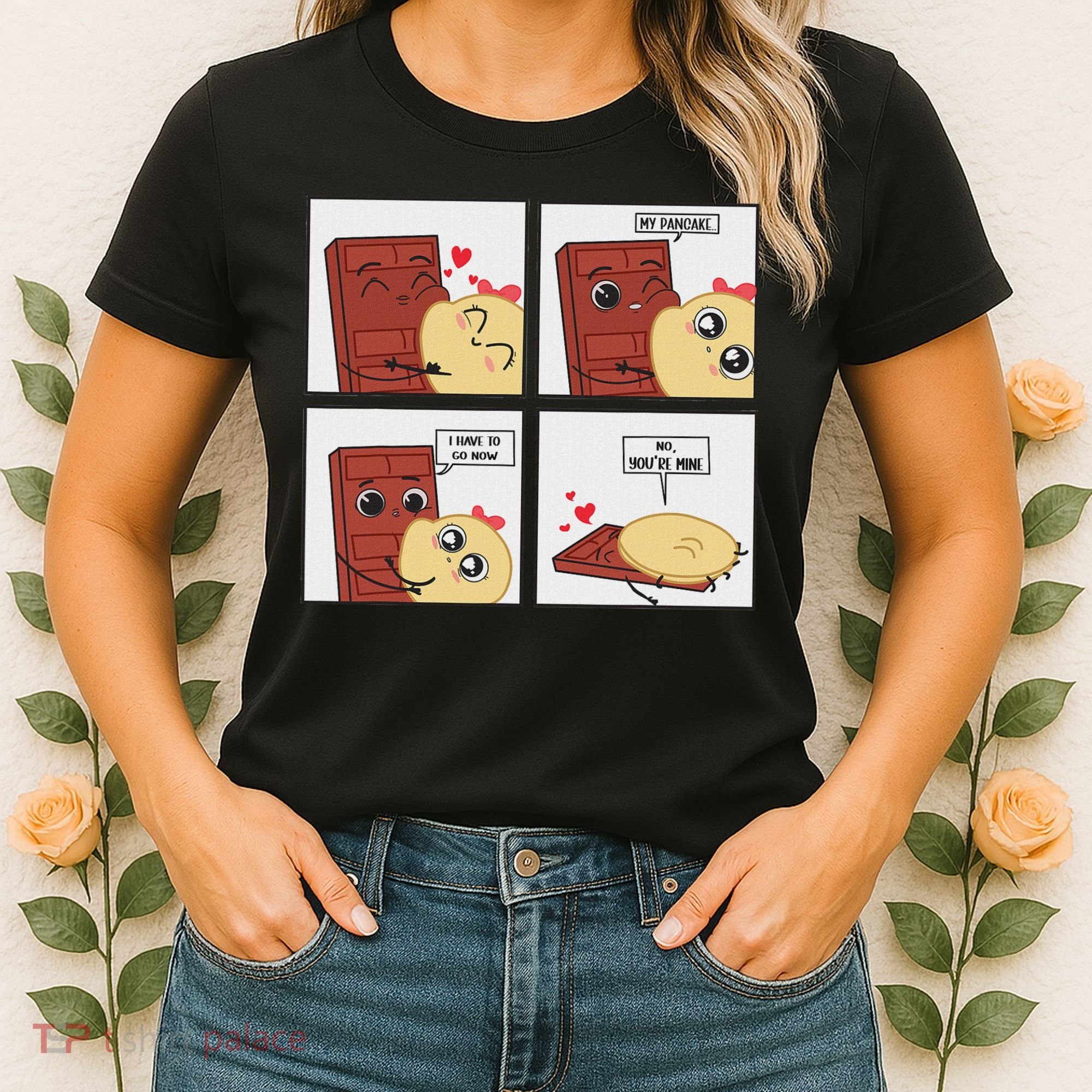 Funny Cute Couple Journey Choco And Pancake Romantic Lover Women's T-Shirt