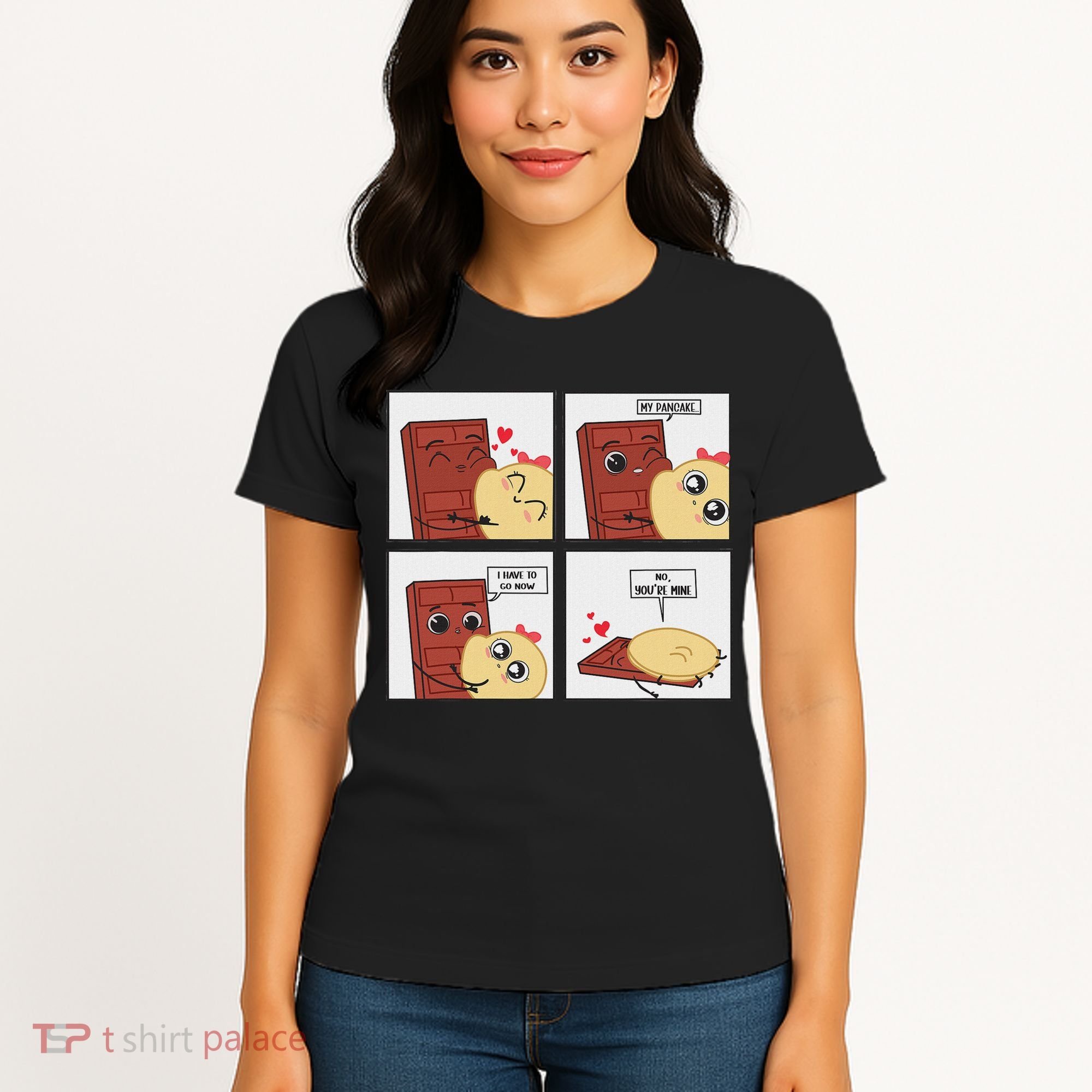 Funny Cute Couple Journey Choco And Pancake Romantic Lover Women's T-Shirt
