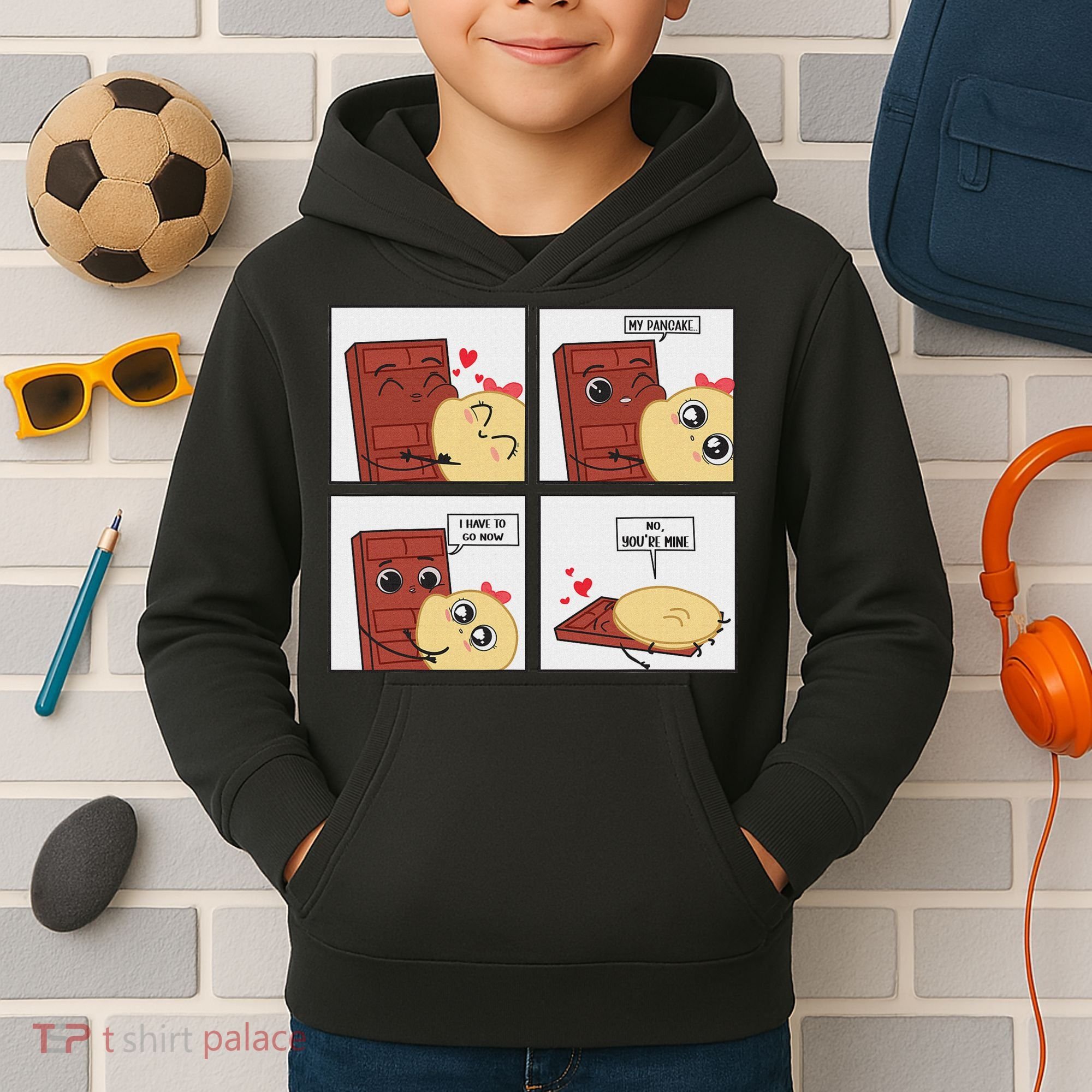 Funny Cute Couple Journey Choco And Pancake Romantic Lover Kids Hoodie