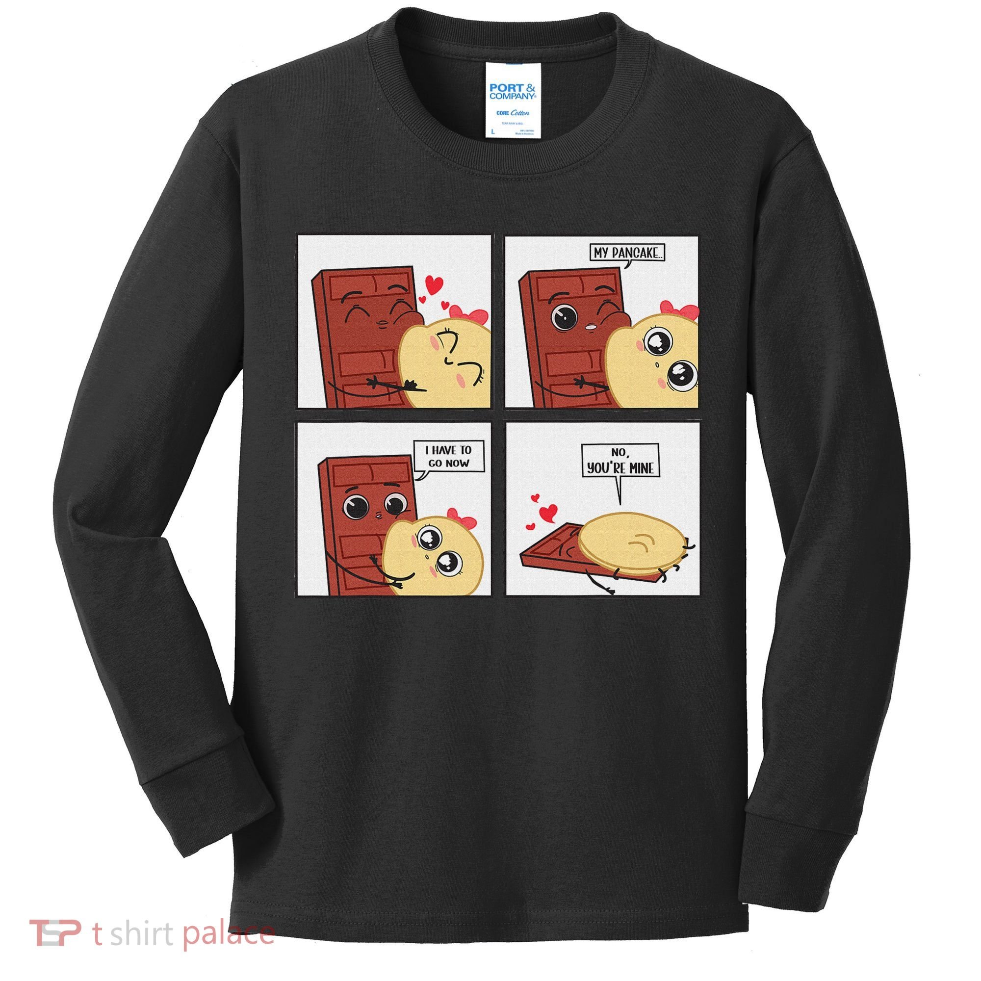 Funny Cute Couple Journey Choco And Pancake Romantic Lover Kids Long Sleeve Shirt