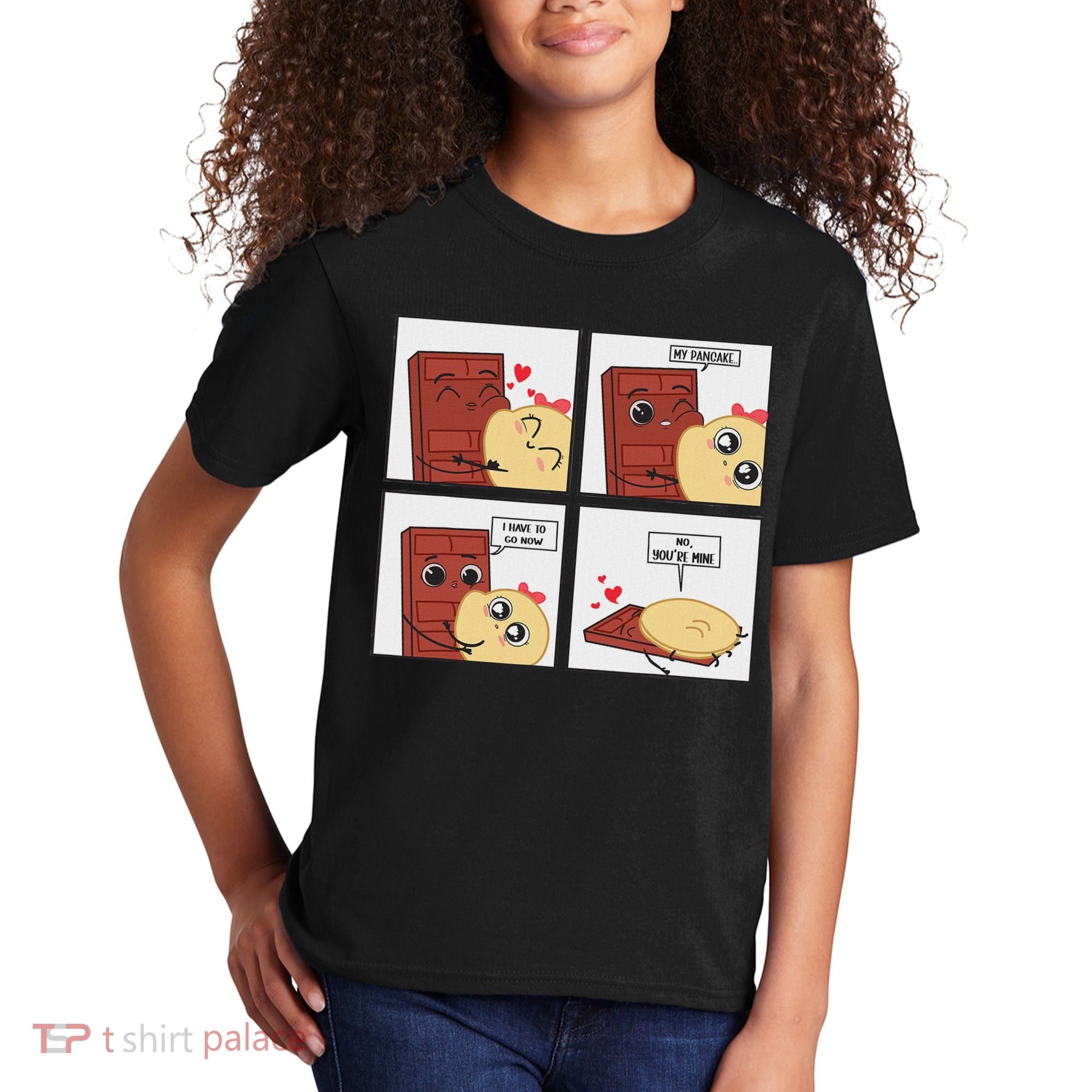 Funny Cute Couple Journey Choco And Pancake Romantic Lover Kids T-Shirt