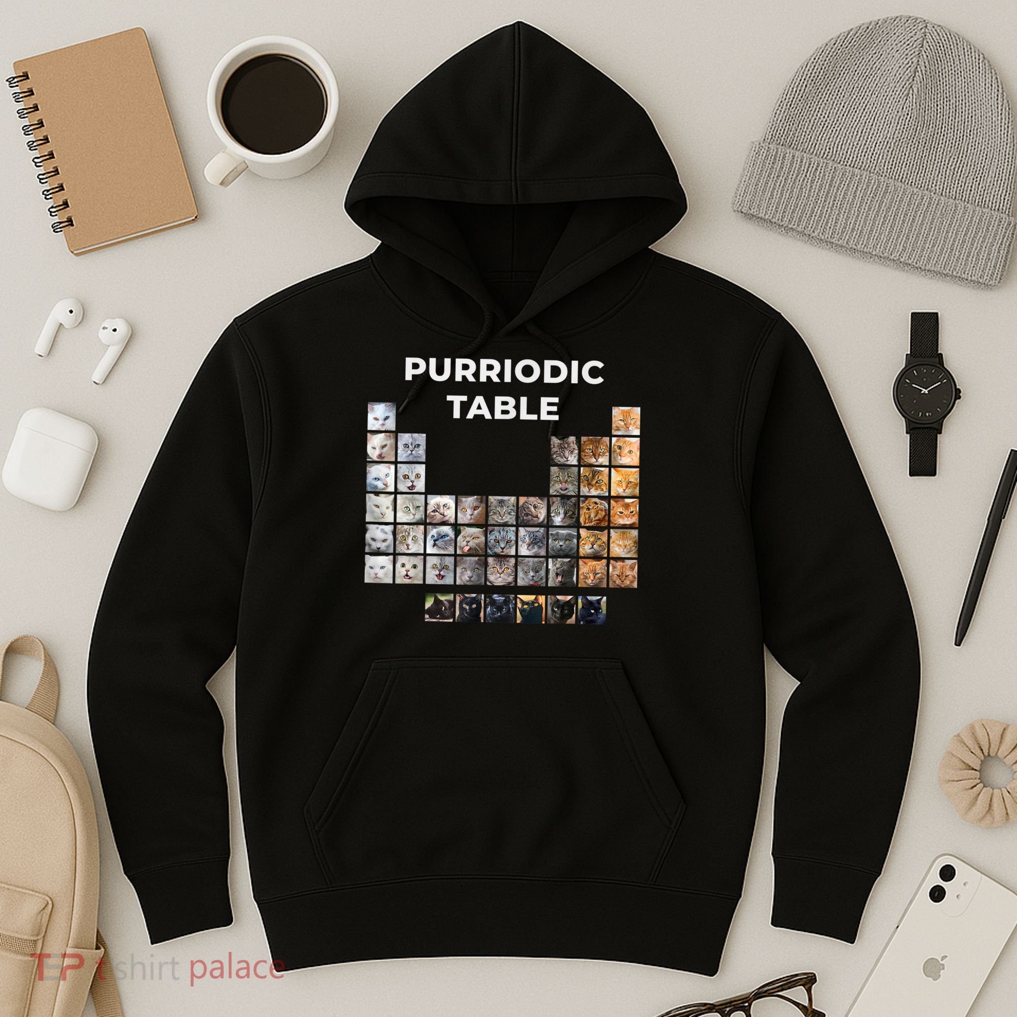 Funny Cat Chemistry Pun Periodic Table Hoodie