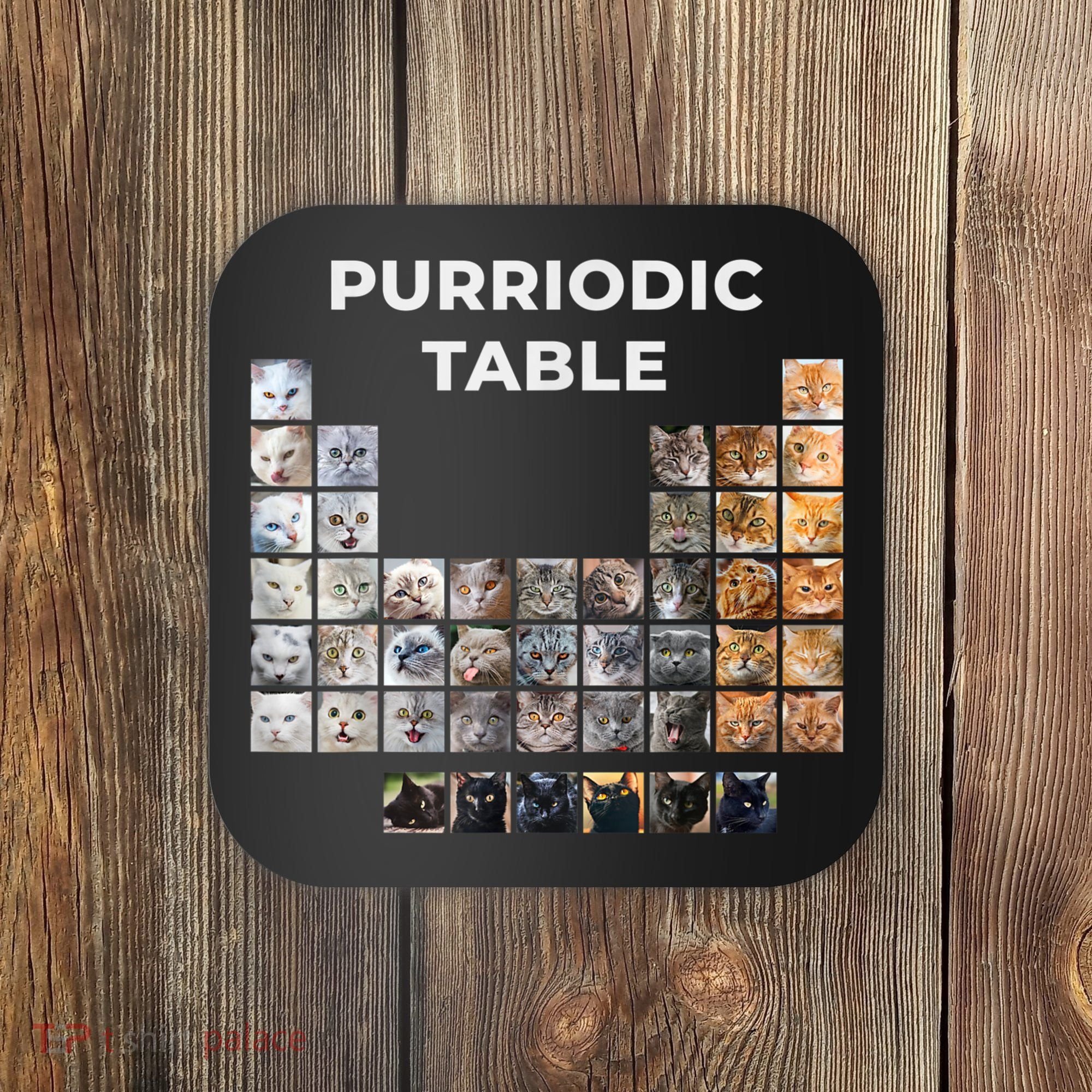 Funny Cat Chemistry Pun Periodic Table Coaster