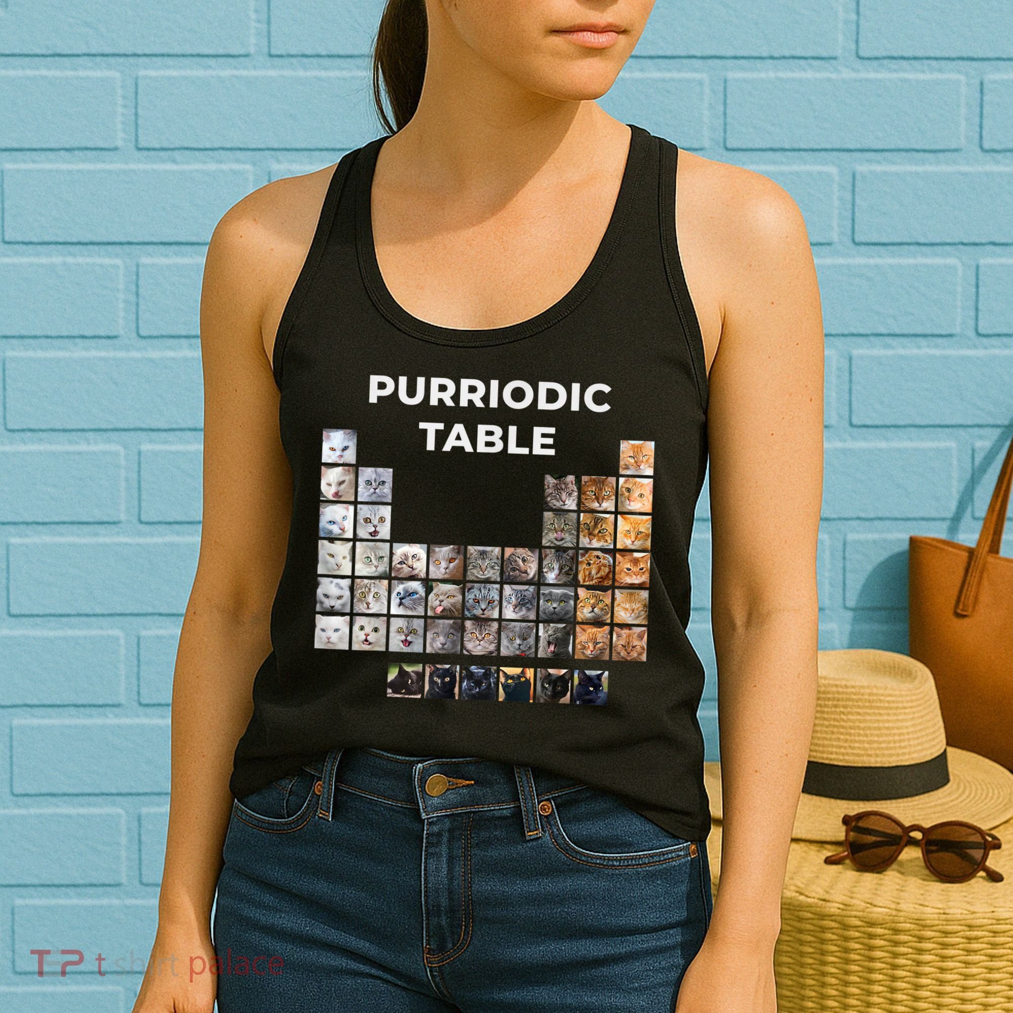 Funny Cat Chemistry Pun Periodic Table Women's Tank Top