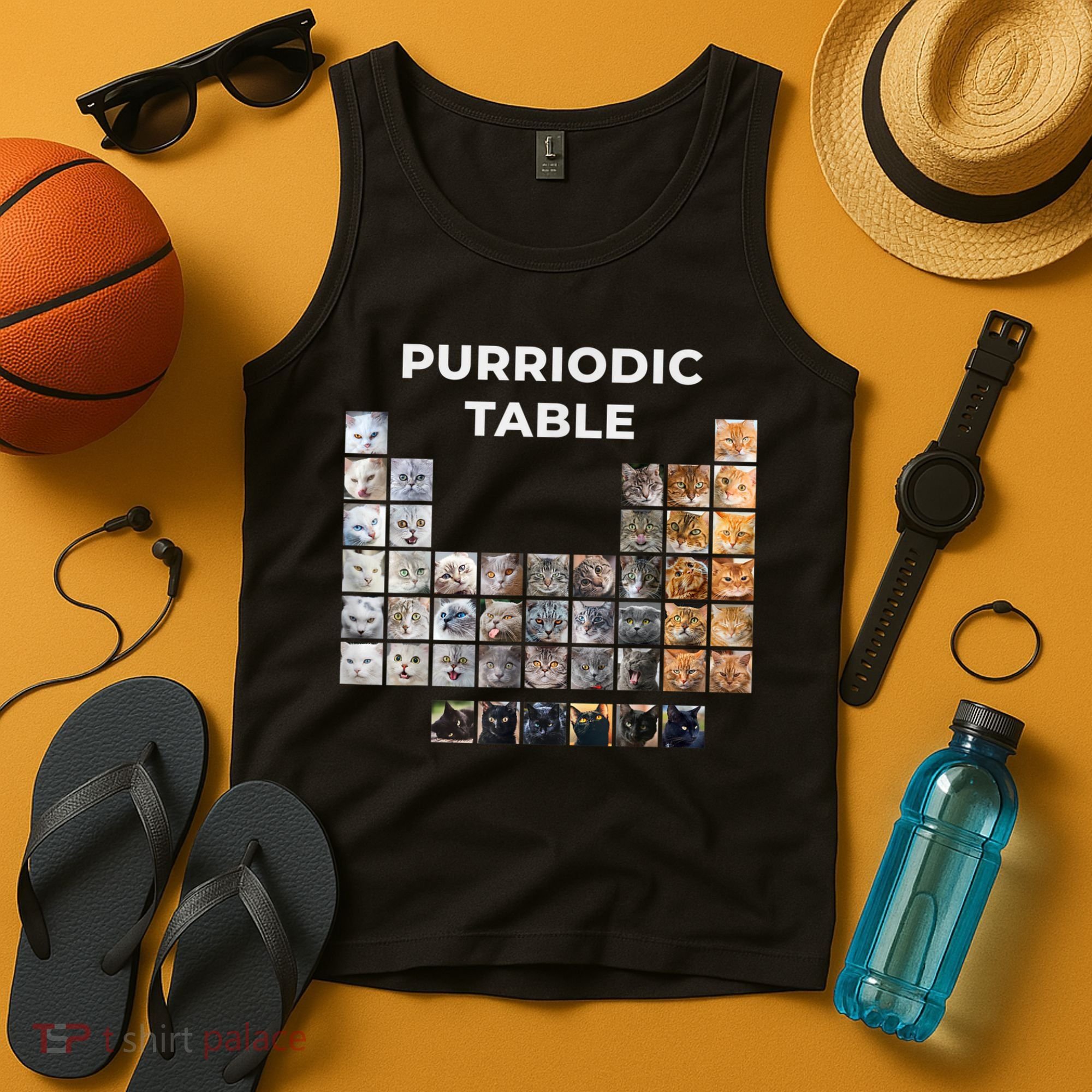 Funny Cat Chemistry Pun Periodic Table Tank Top