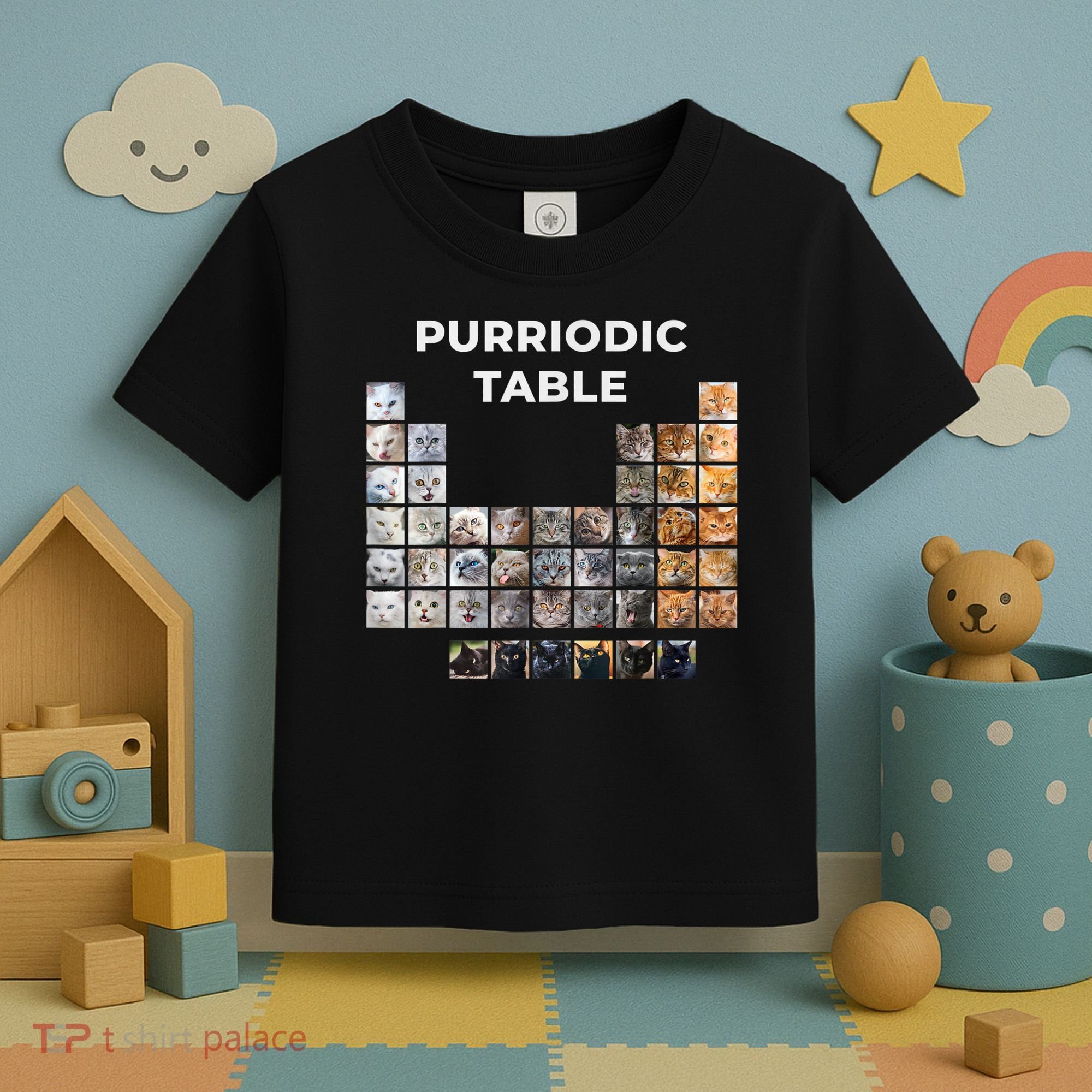 Funny Cat Chemistry Pun Periodic Table Toddler T-Shirt