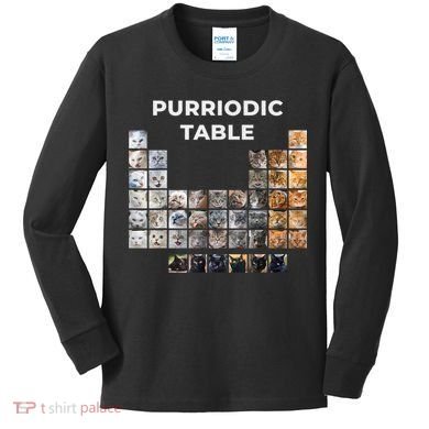 Funny Cat Chemistry Pun Periodic Table Kids Long Sleeve Shirt