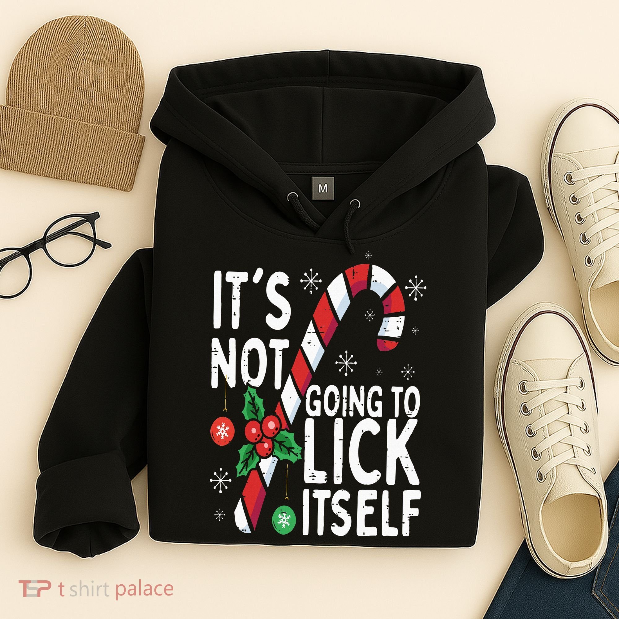 Funny Christmas Candy Cane It's Not Going To Lick Itself Hoodie