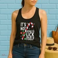 Funny Christmas Candy Cane It's Not Going To Lick Itself Women's Tank Top thumb 2